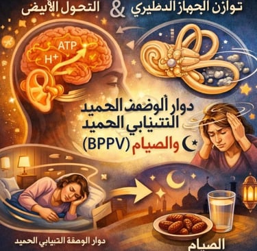 🧠👂 التحول الأيضي & ⟴ توازن الجهاز الدهليزي : دوار الوضعة الانتيابي الحميد (BPPV) والصيام 🌙