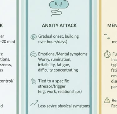 🧠 Panic Attack vs Anxiety Attack vs Mental Breakdown 🍽️🕊️