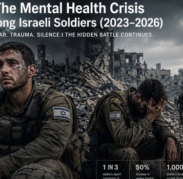 An overview of the mental health crisis affecting Israeli soldiers since 2023, including rising PTSD