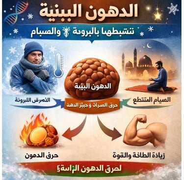 الدهون البنية 🧬: تنشيطها بالبرودة ❄️ والصيام 🕌 لحرق الدهون 🔥💪