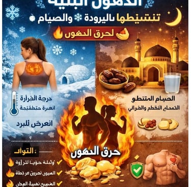 الدهون البنية 🧬: تنشيطها بالبرودة ❄️ والصيام 🕌 لحرق الدهون 🔥💪