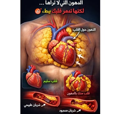 الدهون التي لا تراها… لكنها تدمّر قلبك ببطء 🎯