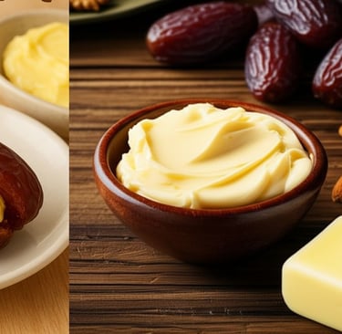 اكتشف مزيج التمر والزبدة 🌴🧈، وجبة تقليدية بطعم رائع 😋 وفوائد غذائية مذهلة 💪. مصدر طبيعي للطاقة