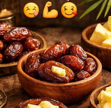 التمر والزبدة 🌴🧈: وجبة تُشبع الحواس 🤤 مغذية 💪 ولذيذة 😋