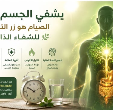 اكتشف كيف يشفي الجسم نفسه عبر آليات بيولوجية مذهلة. تعرف على دور الصيام كزر تشغيل لتنشيط الالتهام ا