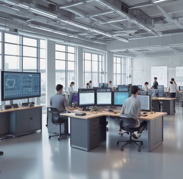 A futuristic and digital-themed image features a stylized circuit board with the words 'Open AI' in bold, glowing letters. Above it is a design that resembles an AI or robot face with neon accents. The background consists of a network of interconnected blue lines and nodes, suggesting themes of technology and connectivity.