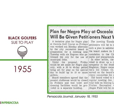 Par Four Golf Club image of 1955 new clipping title "Plan for Negro Play at Osceola Links Will Be Given Petitioners Next Week