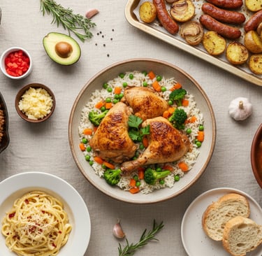a table with a variety of food items on it