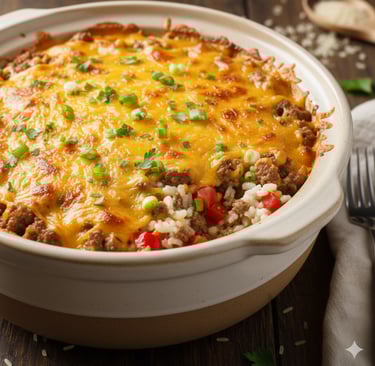 Cheesy ground beef and rice crock pot casserole