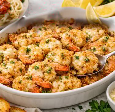 Bake shrimp parmesan