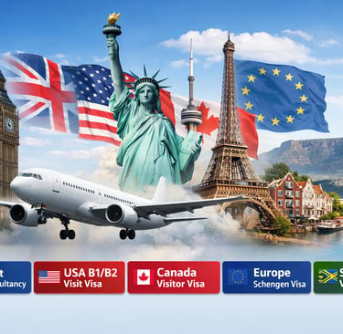Visit Visa Abroad Consultancy providing UK, USA B1/B2, Canada, Schengen Europe, and South Africa vis