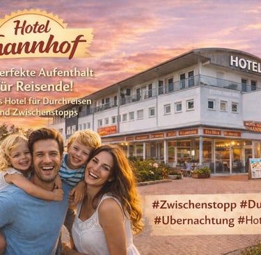 #family posing in front of Hotel Thannhof, an ideal stopover for travelers and road trips.