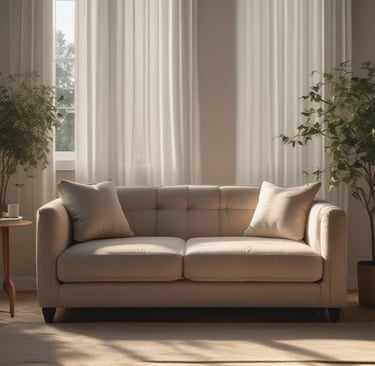 a gray couch with a pillow on top of it