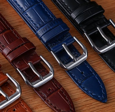 Alligator embossed leather watch band stap
