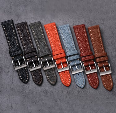 Leather watch strap Lychee pattern