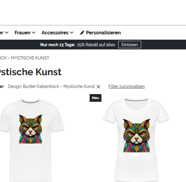 a dog wearing a t - shirt with a colorful design