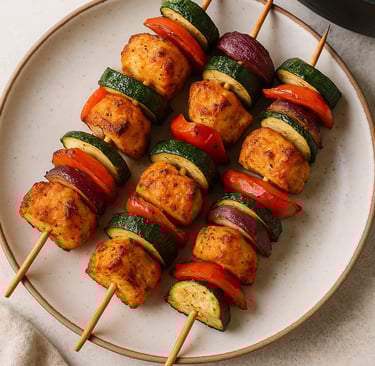 spiedini di pollo con verdure croccanti