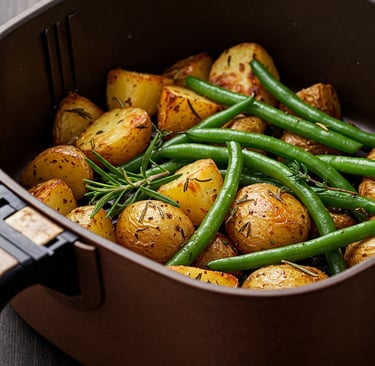 air fryer roasted potatoes and green beans