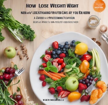 a plate of fruit and vegetables with a text overlay