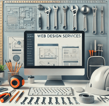 A computer monitor screen showing we offer Web Design Services.