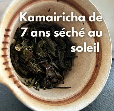 Kamairicha de 7 ans séché au soleil dans une théière.