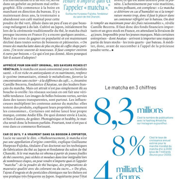 Article sur le matcha dans Marie Claire de Mars 2025