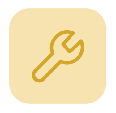 Minimalistyczna złota ikona klucza francuskiego na jasnożółtym tle symbolizującą łatwą instalację..