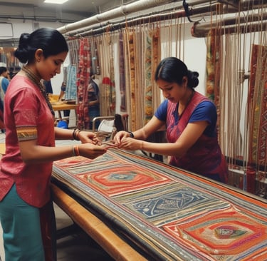 Close-up of embroidered details on a bath towel reflecting Indian craftsmanship.