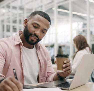 Professional man is converting sales page copywriting structure and layout 