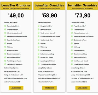 Preise für bemaßte Grundrisse