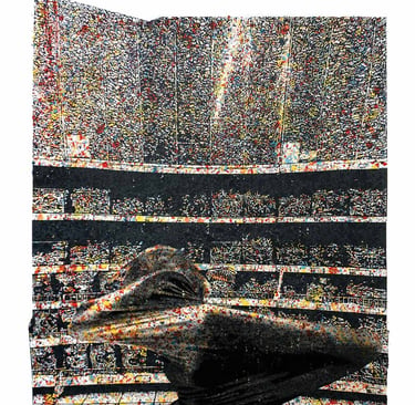 Screen print – an abstract interpretation of a supermarket scene.
