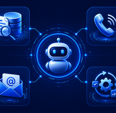 Agente de inteligencia artificial conectado a sistemas de datos, llamadas, correo electrónico