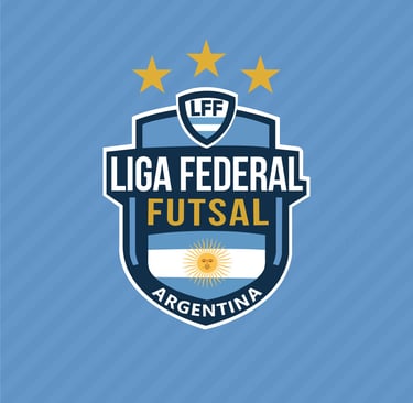 Logo azul de futbol con la bandera argentina en el centro