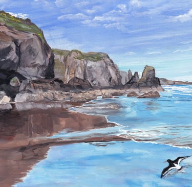 Lunan Bay is a popular beach in Angus. This print shows the north end with a rising tide