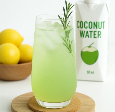Green beverage with lemon and coconut water