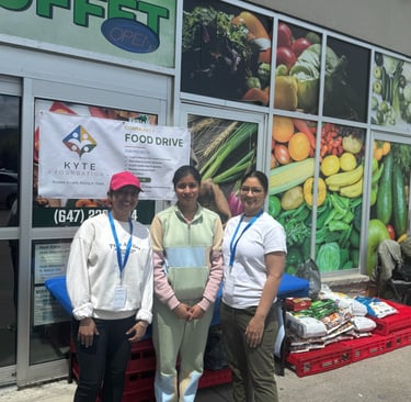 volunteers at local food drive