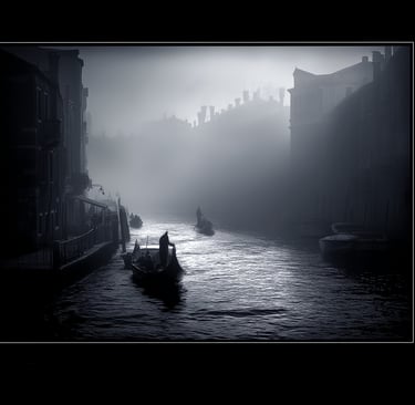 a boat on a river with a person in the background