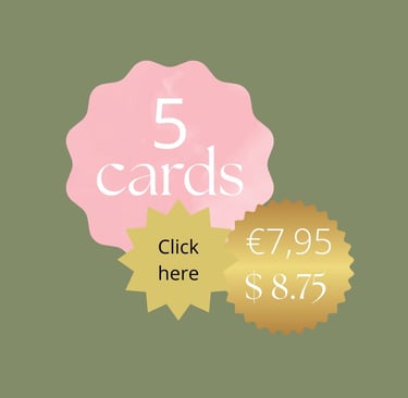 a pink and gold 5 - pack of 5 cards