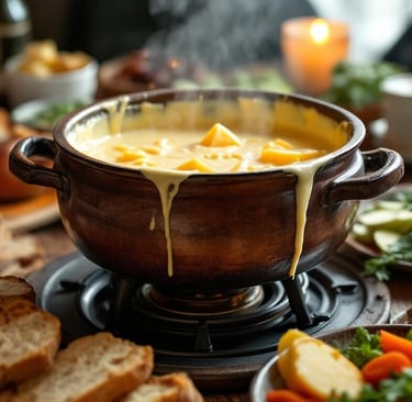 Brie Fondue boiling over with cheese