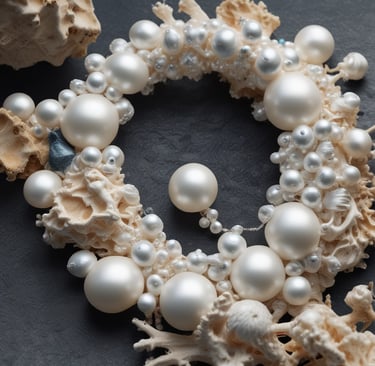 A handcrafted necklace with intricate beadwork and metal detailing lies on a textured stone surface. Surrounding the necklace are delicate yellow and pink flowers with long green stems and leaves. The overall appearance is both rustic and elegant, blending natural elements with artisan jewelry.