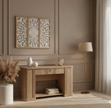 Elegant Wooden Wall Panel — Vintage White Art for a Cozy Living Room ✨