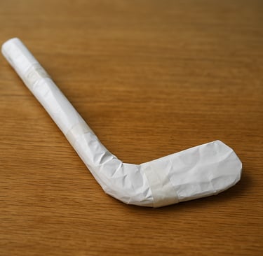 AI-gegenereerde foto van een papieren hockeystick op tafel, symbool voor kansengelijkheid.