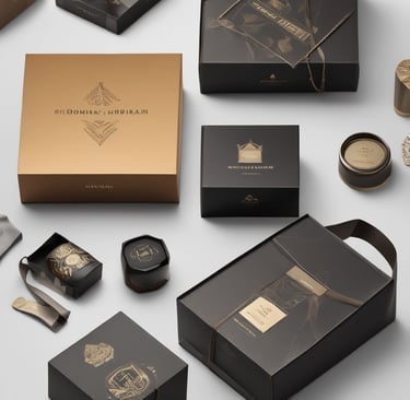 Stacked jewelry boxes with intricate designs on a minimal background