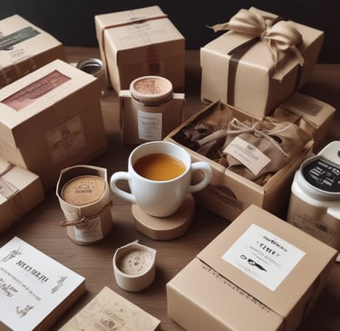 A collection of luxury items is laid out on a soft white fabric. The items include a woven brown leather bag, a smartphone with a gold finish, a bottle of perfume with a honeycomb design cap, a compact makeup item, and a black lipstick. There is also a gold chain with a pendant. The setup gives a sense of elegance and sophistication.