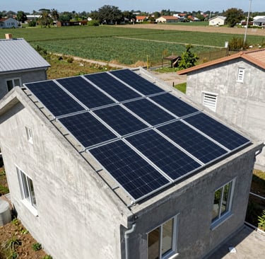 paneles solares cobre casa de concreto