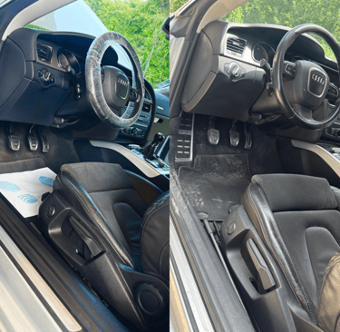 Comparaison avant et après nettoyage automobile réalisé par Grans'Auto Cleaner