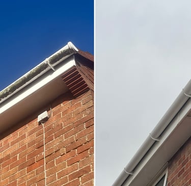 Gutter cleaning before and after