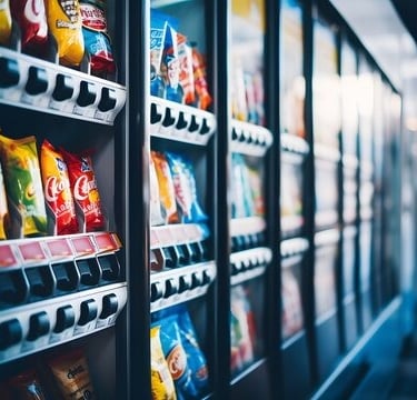 a vending machine with chips on it