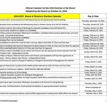SCA HOA election calendar