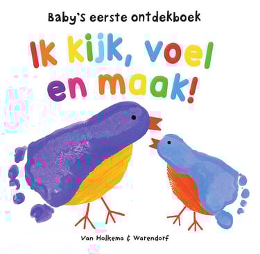 kaft ik kijk, voel en maak met vrolijke vogels van verf en voet